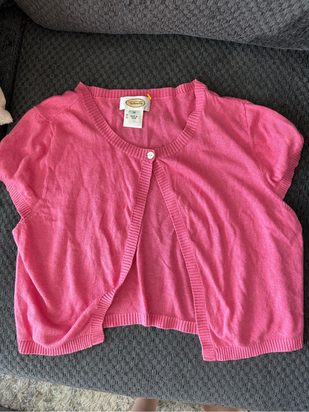 Women's Pink Knit Short Sleeve Cardigan